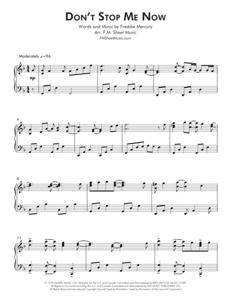 Dont Stop Me Now Intermediate Piano Page 2
