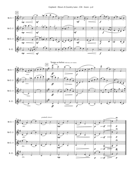 Down A Country Lane Clarinet Quartet Page 2