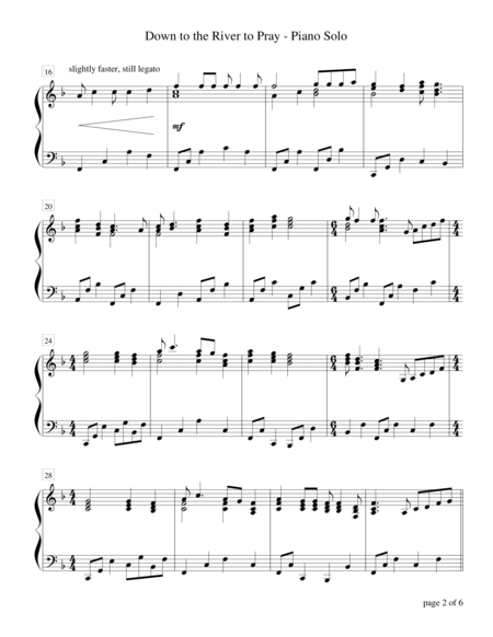 Down To The River To Pray Piano Solo Page 2