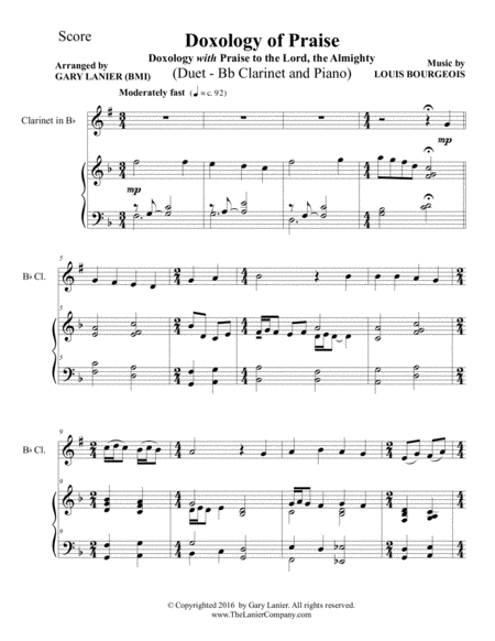 Doxology Of Praise Duet Bb Clarinet Piano With Parts Page 2