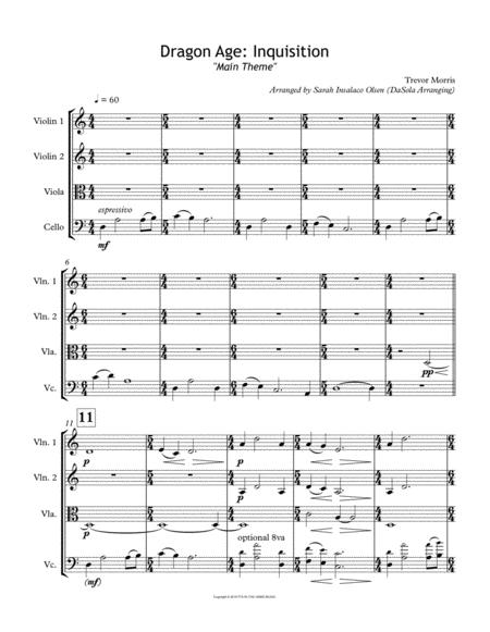 Dragon Age Inquisition Main Theme String Quartet Arranged By Dasola Page 2