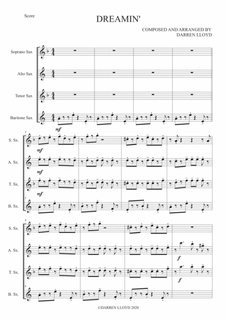 Dreamin Saxophone Quartet Page 2