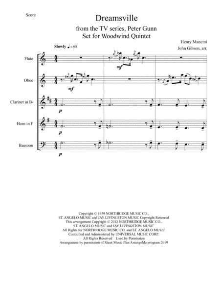 Dreamsville From Peter Gunn Woodwind Quintet Page 2