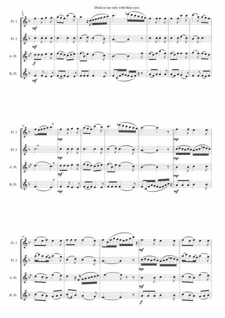 Drink To Me Only With Thine Eyes For Flute Quartet 2 Flutes Alto Flute Bass Flute Page 2