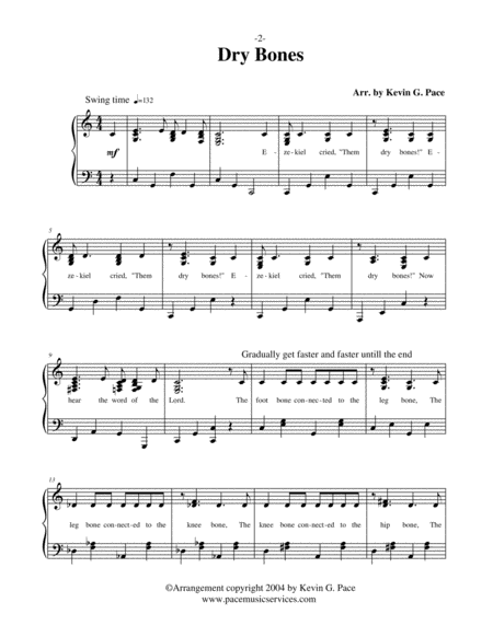 Dry Bones Piano Solo Vocal Solo Or Unison Choir With Piano Accompaniment Page 2