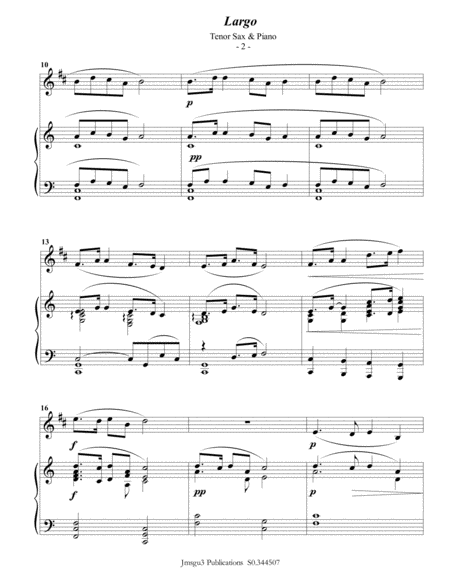 Dvo K Largo From The New World Symphony For Tenor Sax Piano Page 2