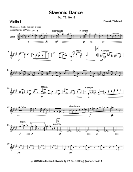 Dvorak Slavonic Dance Op 72 No 8 For String Quartet Parts Page 2