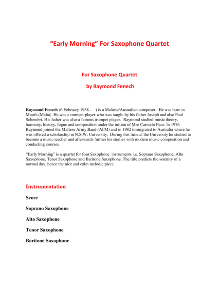 Early Morning For Saxophone Quartet Page 2