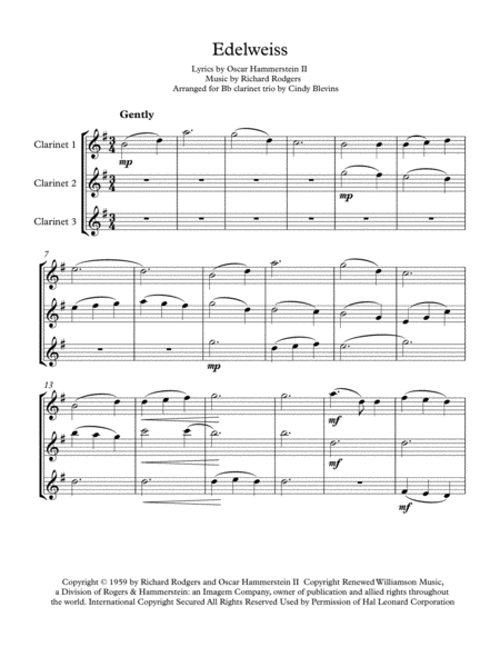 Edelweiss Arranged For Bb Clarinet Trio Page 2