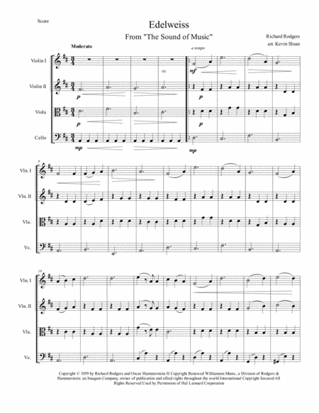 Edelweiss Arranged For String Quartet Page 2