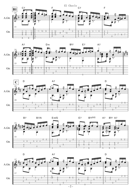 El Choclo Fingerstyle Guitar Page 2