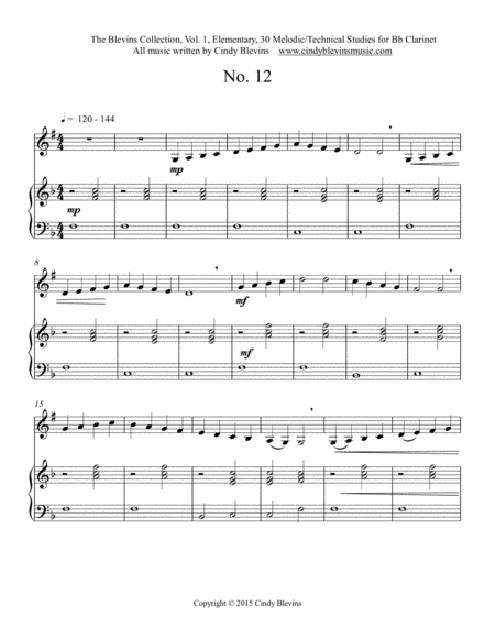 Elementary Clarinet Study 12 From The Blevins Collection Melodic Technical Studies For Bb Clarinet Page 2