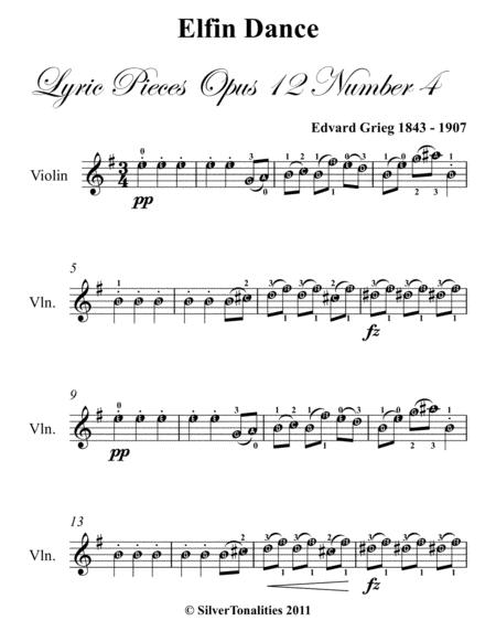 Elfin Dance Opus 12 Number 4 Easy Violin Sheet Music Page 2
