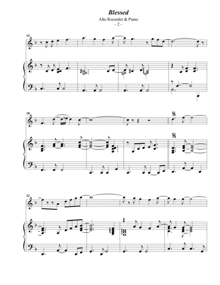 Elton John Blessed For Alto Recorder Piano Page 2