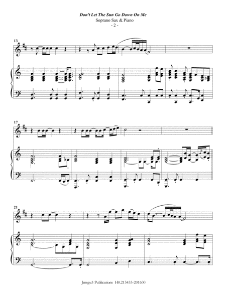 Elton John Dont Let The Sun Go Down On Me For Soprano Sax Piano Page 2