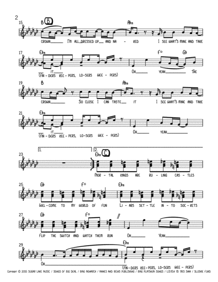 Emperors New Clothes Panic At The Disco Lead Sheet Page 2