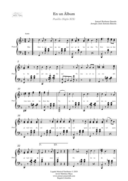 En Un Lbum Pasillo For Piano Latin Folk Music Page 2