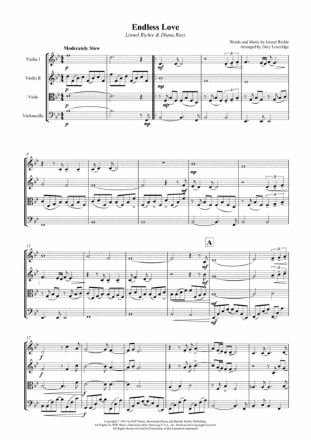 Endless Love Lionel Richie String Quartet Page 2