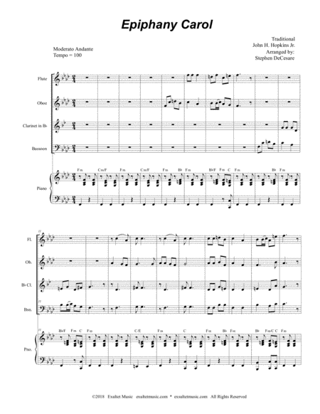 Epiphany Carol For Woodwind Quartet And Piano Page 2