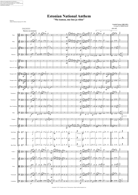 Estonian National Anthem For Symphony Orchestra Keith Terrett Olympic Anthem Series Page 2