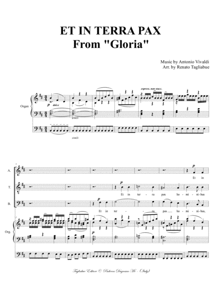 Et In Terra Pax From Gloria Arr For Satb Choir And Organ 3 Staff Page 2