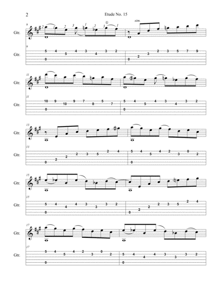 Etude No 15 For Guitar By Neal Fitzpatrick Tablature Edition Page 2