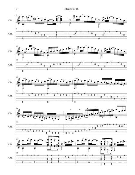 Etude No 18 For Guitar By Neal Fitzpatrick Tablature Edition Page 2