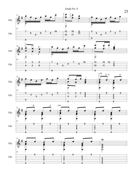 Etude No 8 For Guitar By Neal Fitzpatrick Tablature Edition Page 2