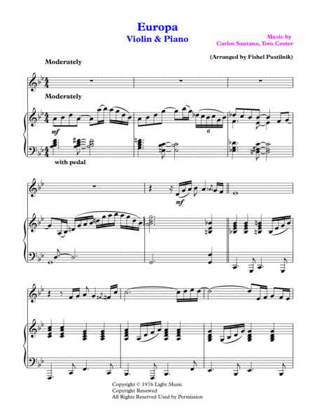 Europa By Santana For Violin And Piano Video Page 2