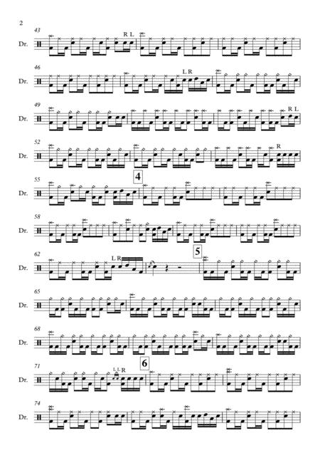 Evanescence Bring Me To Life Drum Sheet Music Page 2