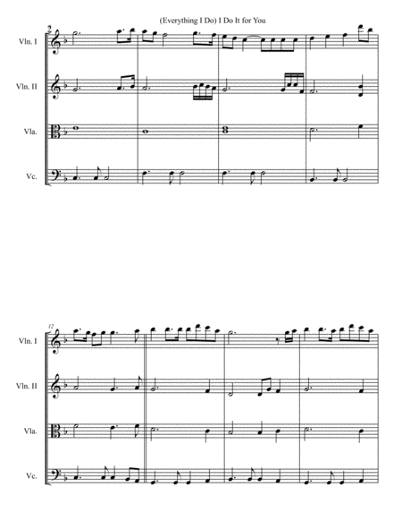 Everything I Do I Do It For You For String Quartet Easy Intermediate Page 2