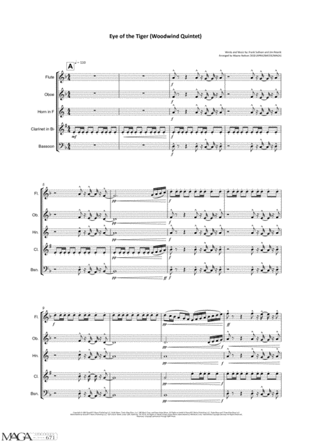 Eye Of The Tiger For Woodwind Quintet Page 2