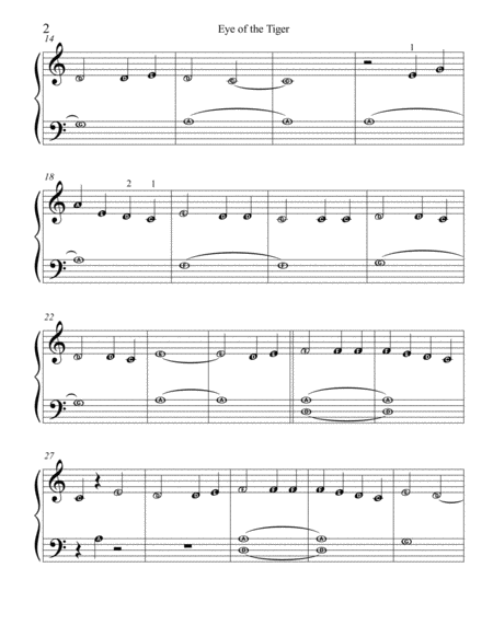 Eye Of The Tiger Pre Reading Piano With Note Names Page 2