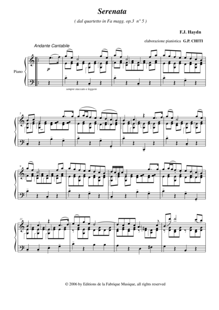 F J Haydn Srnata From String Quartet Opus 3 Arranged For Solo Piano By Gian Paolo Chiti Page 2