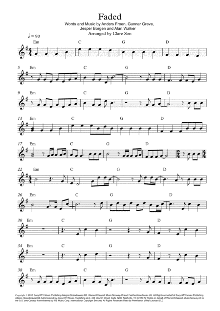 Faded By Alan Walker For Solo Perform Ukulele Guitar Flute Violin Etc Page 2