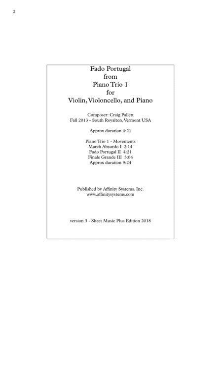 Fado Portugal For Piano Trio Score Parts Page 2