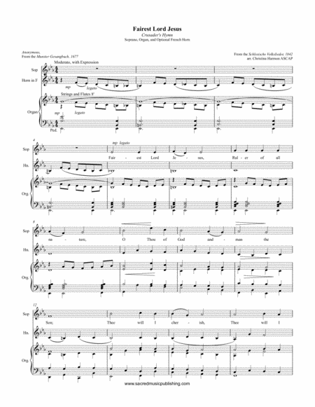 Fairest Lord Jesus Soprano Organ And Optional French Horn Page 2