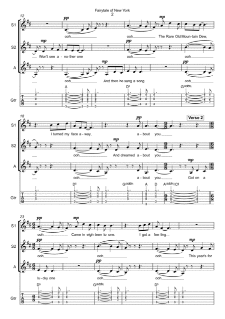 Fairytale Of New York Ssa With Guitar Page 2