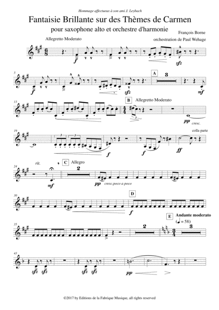 Fantaisie Brillante Sur Des Thmes De Carmen For Alto Saxophone And Concert Band Bb Baritone Treble Clef Part Page 2