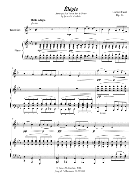 Faur Lgie Op 24 For Tenor Sax Piano Page 2