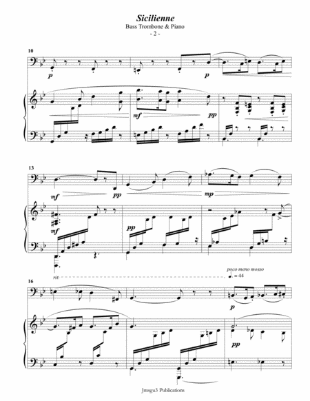 Faur Sicilienne For Bass Trombone Piano Page 2