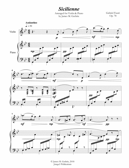 Faur Sicilienne For Violin Piano Page 2