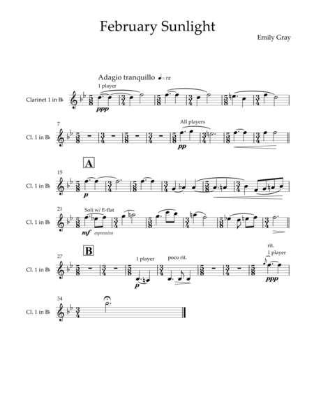 February Sunlight For Clarinet Choir Parts Page 2