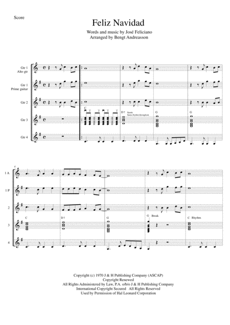 Feliz Navidad For Guitar Quartet Or Guitar Ensemble Page 2