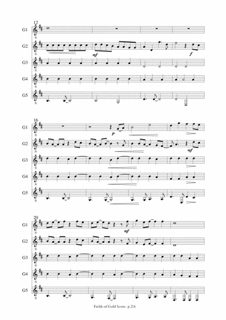 Fields Of Gold For Guitar Ensemble Page 2