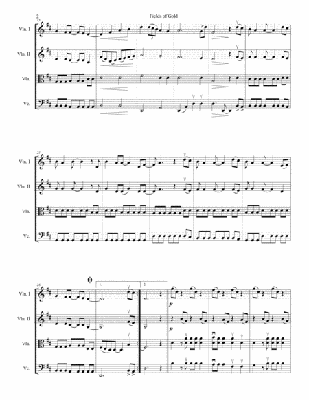 Fields Of Gold For String Quartet Page 2