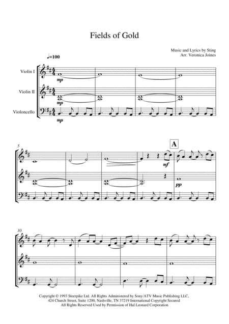 Fields Of Gold For String Trio Violins And Cello Page 2