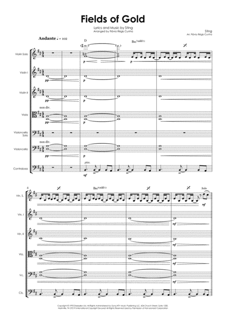 Fields Of Gold Violin Solo Cello Solo And String Quartet Or String Orchestra Level 4 Page 2