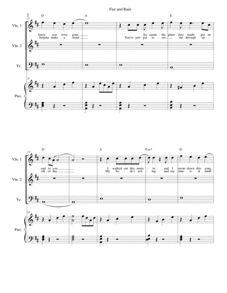 Fire And Rain Strings And Piano Page 2