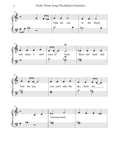 Firefly Theme Song The Ballad Of Serenity Beginner Big Note Piano Page 2